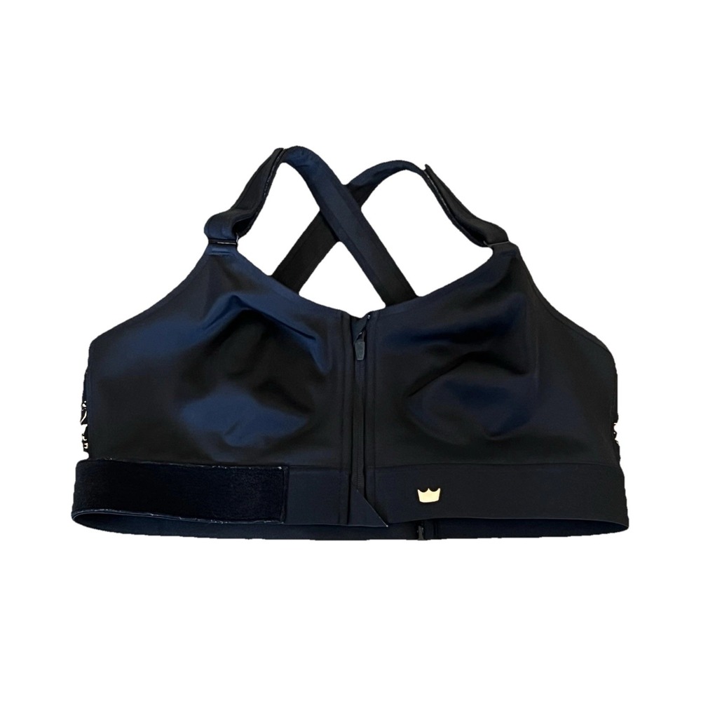 SHEFIT 3Luxe Sports Bra Black RoseGold Zip Front High Impact Support Adjustable